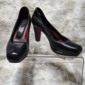 Classic Black Studded High Heel Pumps - Women's